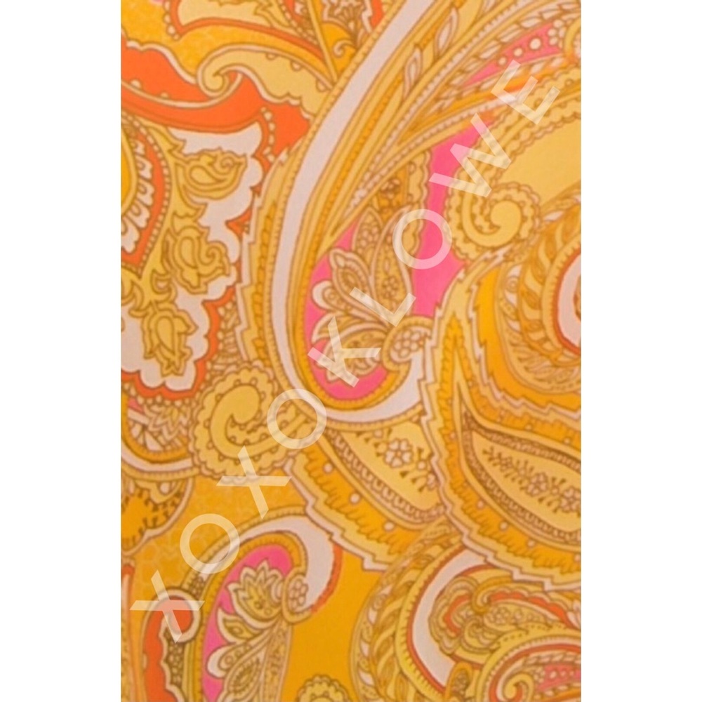 Yellow Button Down Blouse Paisley Print Long Sleeves - Picture 9 of 10
